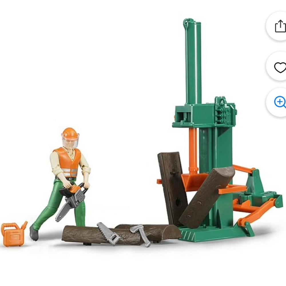 Lumberjack Log Splitter Playset with Green & Orange Equipment and Figure